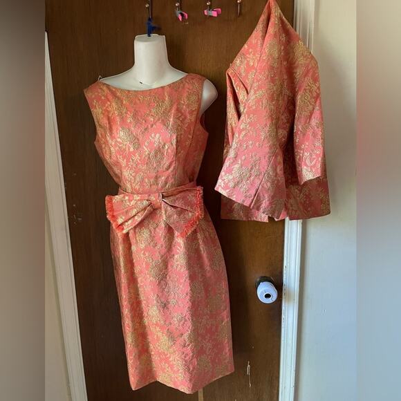 60s brocade 3 piece dress set - Picture 1 of 10